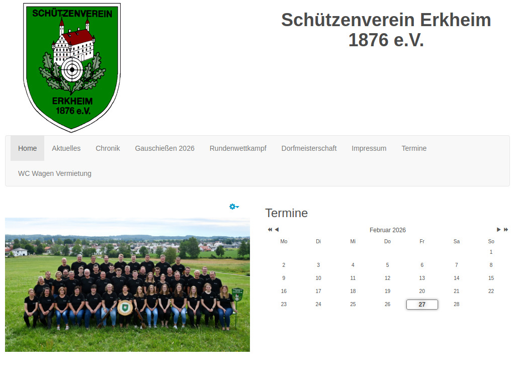 Website von Schützenverein Erkheim 1876 e.V. in Erkheim