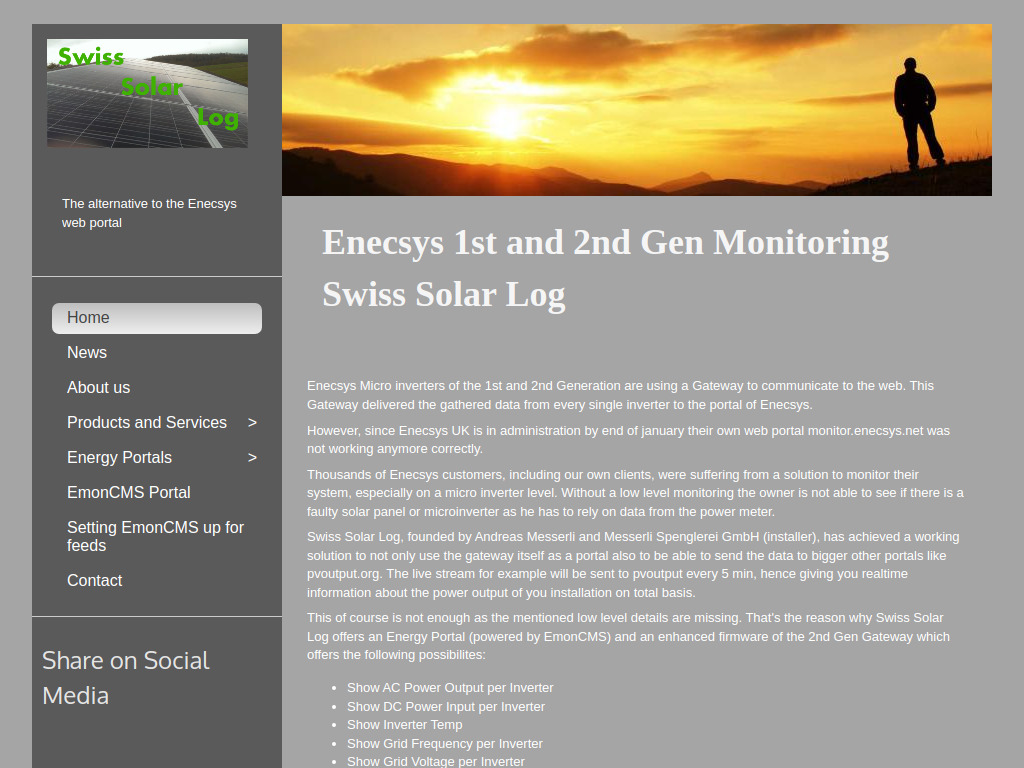 Website von Swiss Solar Log in Liedertswil