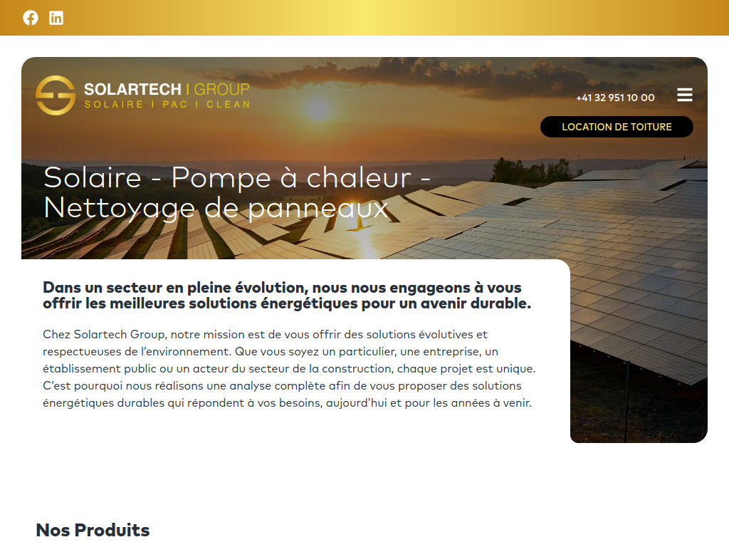 Website von SolarTech Group in Les Breuleux