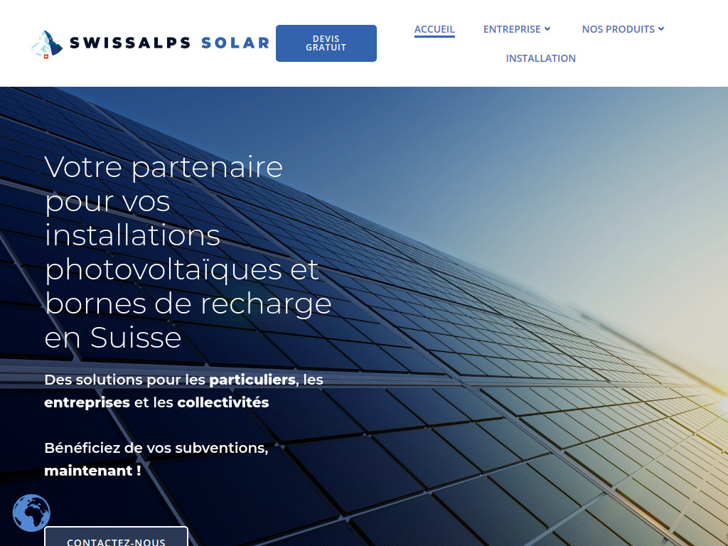 Website von Accueil - SwissAlps Solar in Bulle