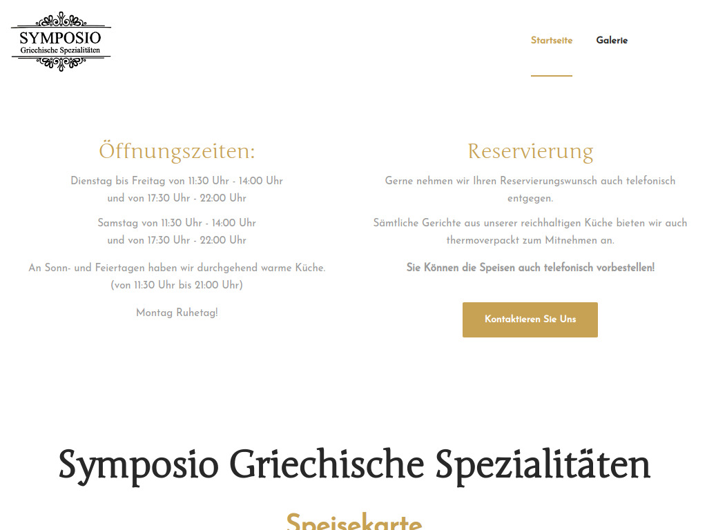 Website von Symposio Griechische Spezialitäten in Oberkirch