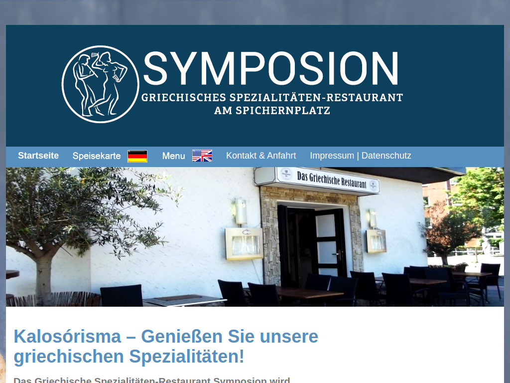 Website von Symposion Restaurant in Düsseldorf