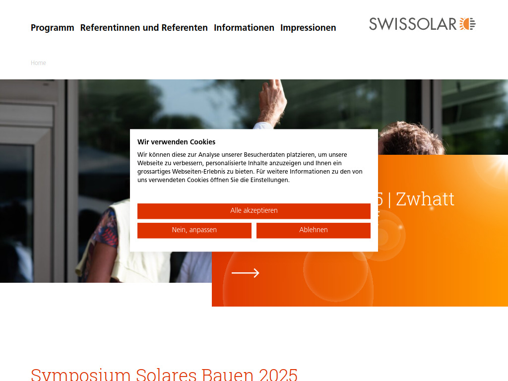 Website von Symposium Solares Bauen