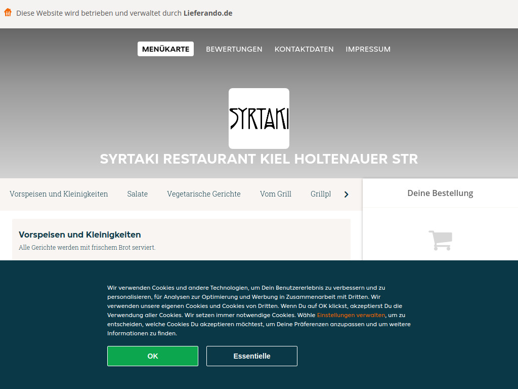 Website von Syrtaki Restaurant Kiel Holtenauer Str - Essen online bestellen in Kiel in Kiel