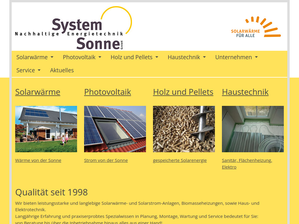 Website von System Sonne GmbH