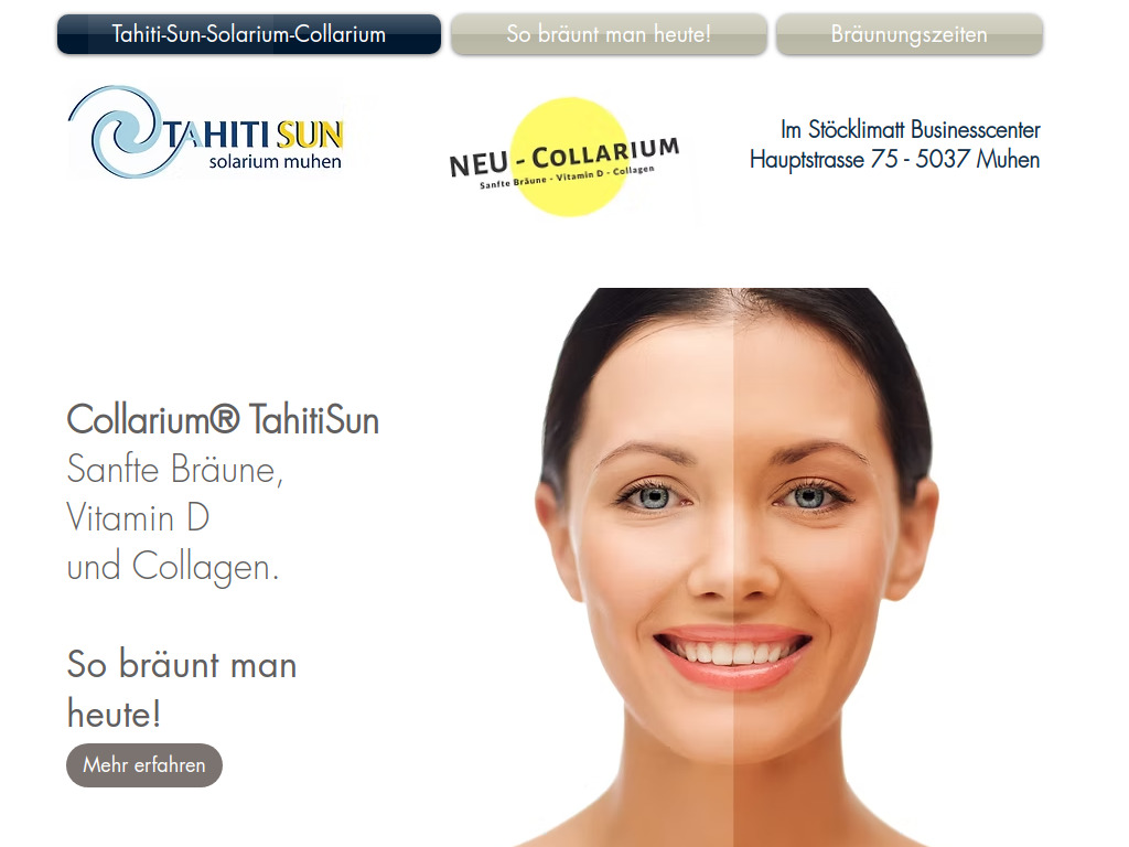 Website von Tahiti Sun Solarium in Muhen