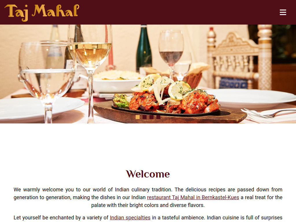 Website von Restaurant Taj Mahal in Bernkastel-Kues