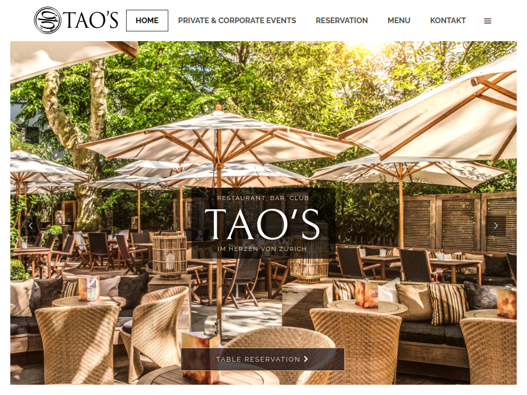 Website von The Tao Group AG in Zürich