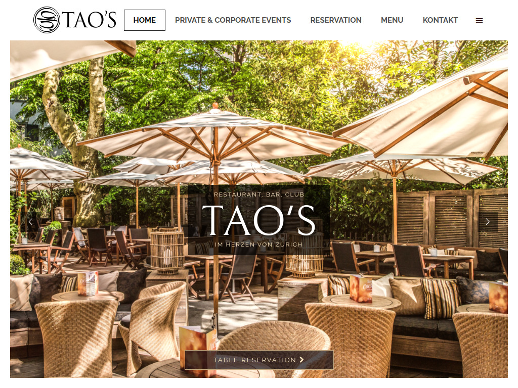 Website von The Tao Group AG in Zürich