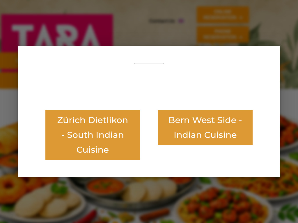 Website von Tara Restaurant - Asiatische Spezialitäten in Dietlikon