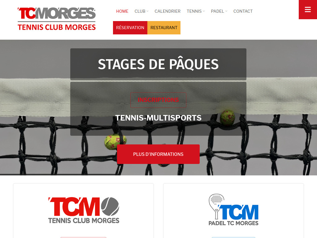Website von Tennis Club Morges in Heures de formation