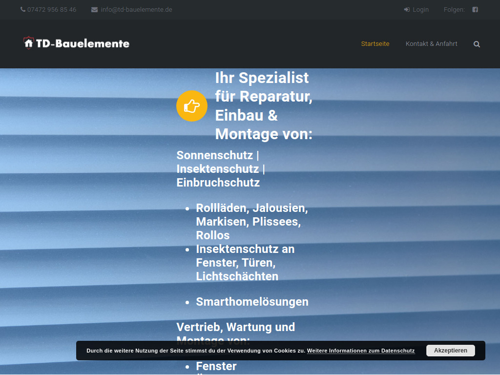 Website von TD-Bauelemente GmbH in Rottenburg