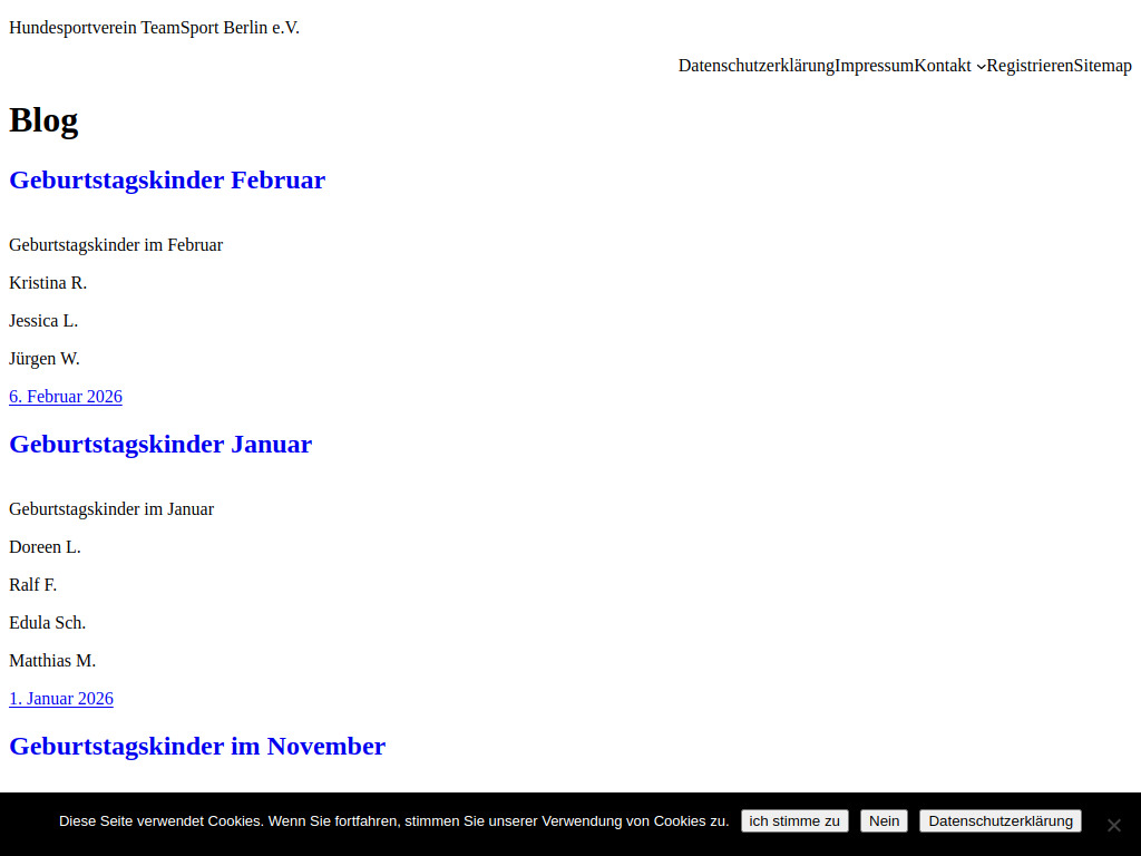 Website von Hundesportverein TeamSport Berlin e.V. in Berlin-Bohnsdorf