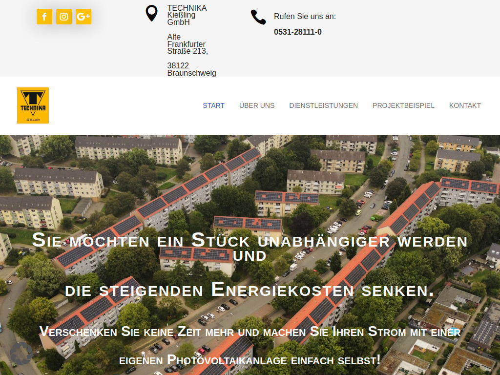 Website von TECHNIKA Kießling GmbH in Braunschweig