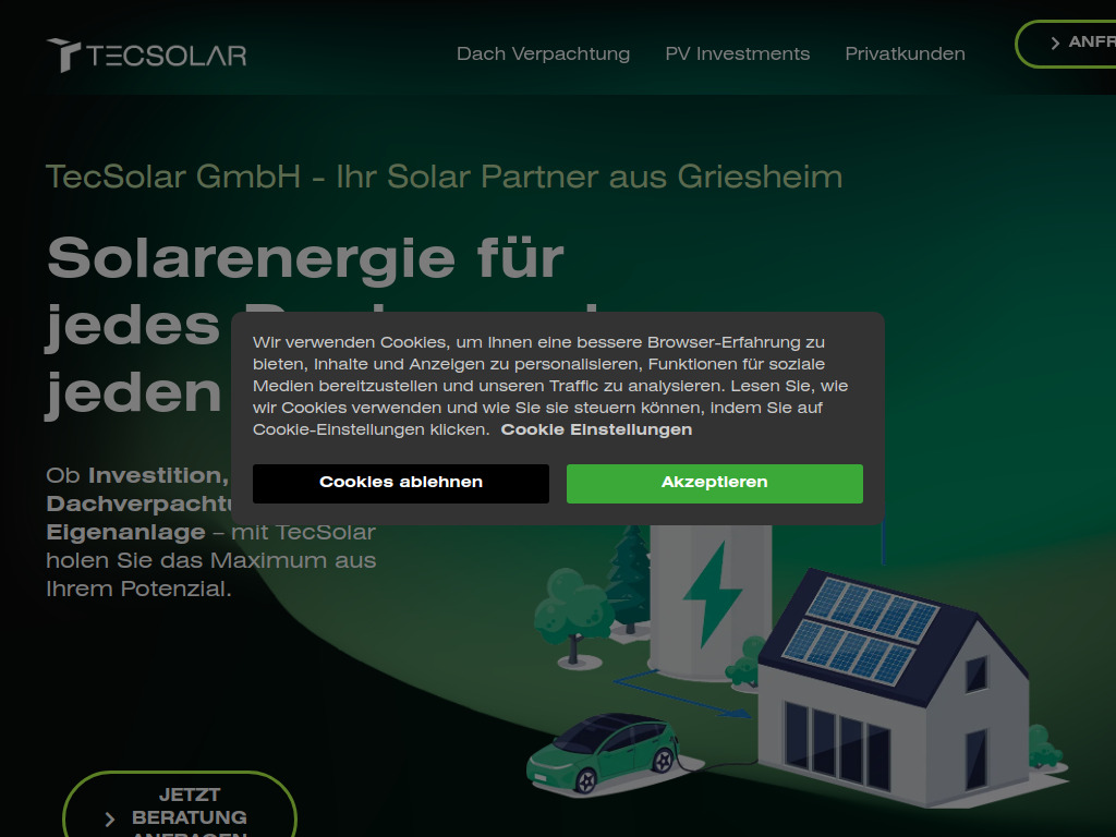 Website von TecSolar GmbH in Biebergemünd