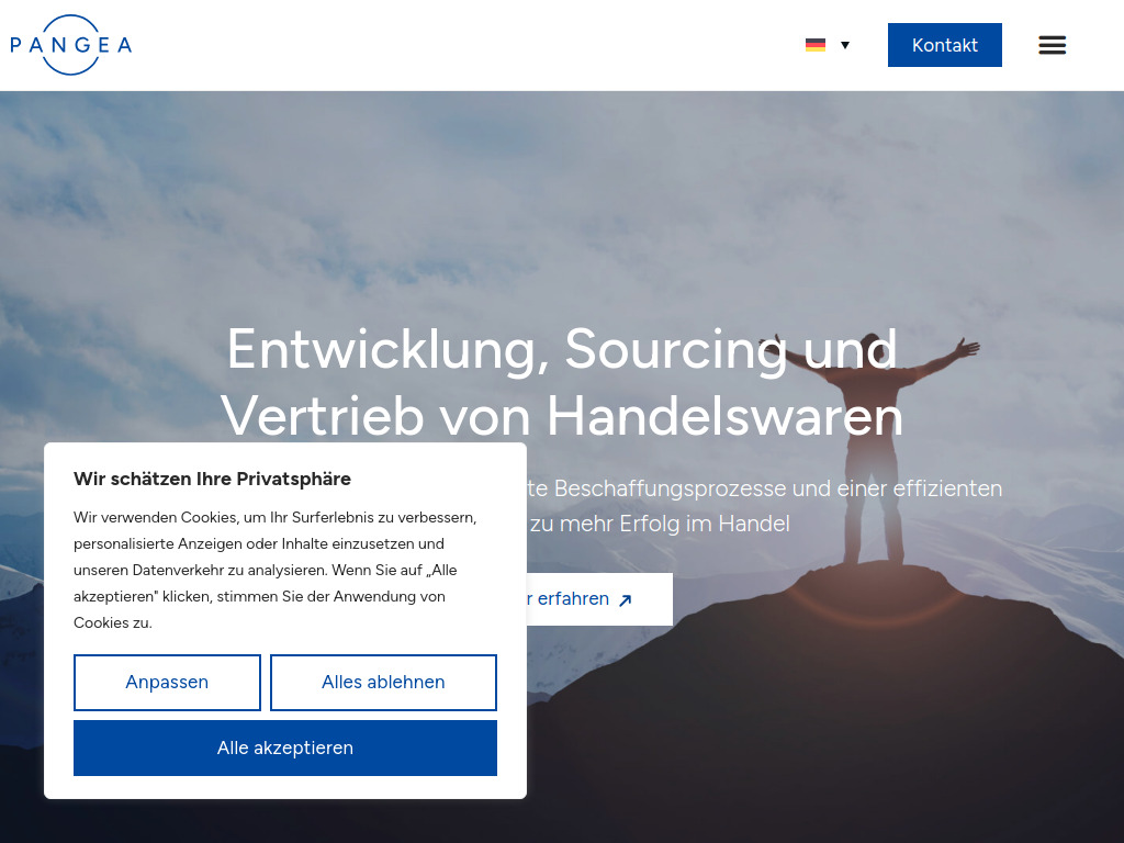 Website von PANGEA Handel GmbH in Köln