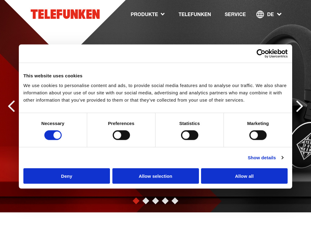 Website von TELEFUNKEN Licenses GmbH in Frankfurt