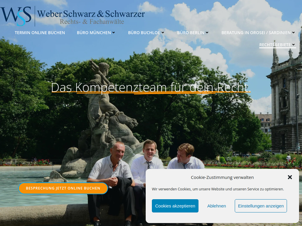 Website von Weber Schwarz & Schwarzer - Rechts- & Fachanwälte