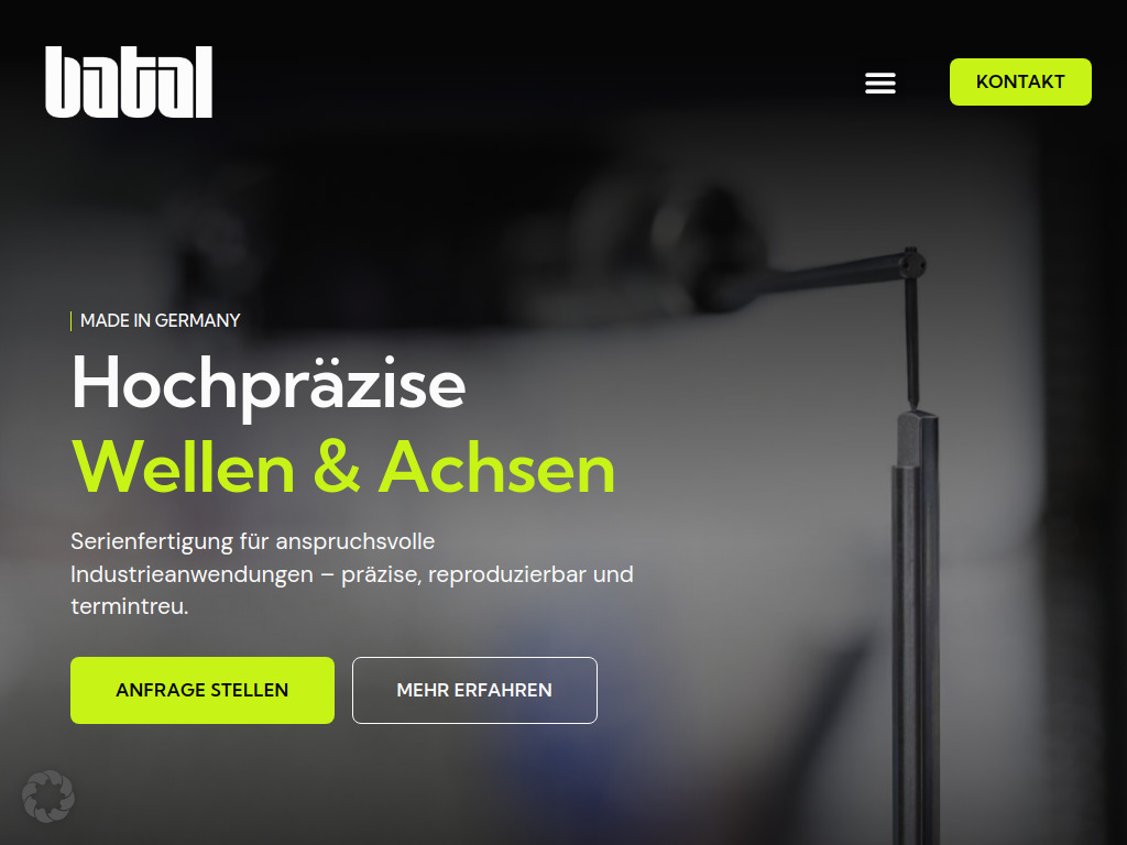 Website von Batal Präzisionswellen GmbH in Lauf an der Pegnitz