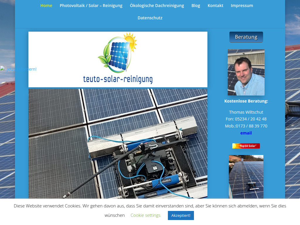 Website von Teuto Solarreinigung in Horn-Bad Meinberg