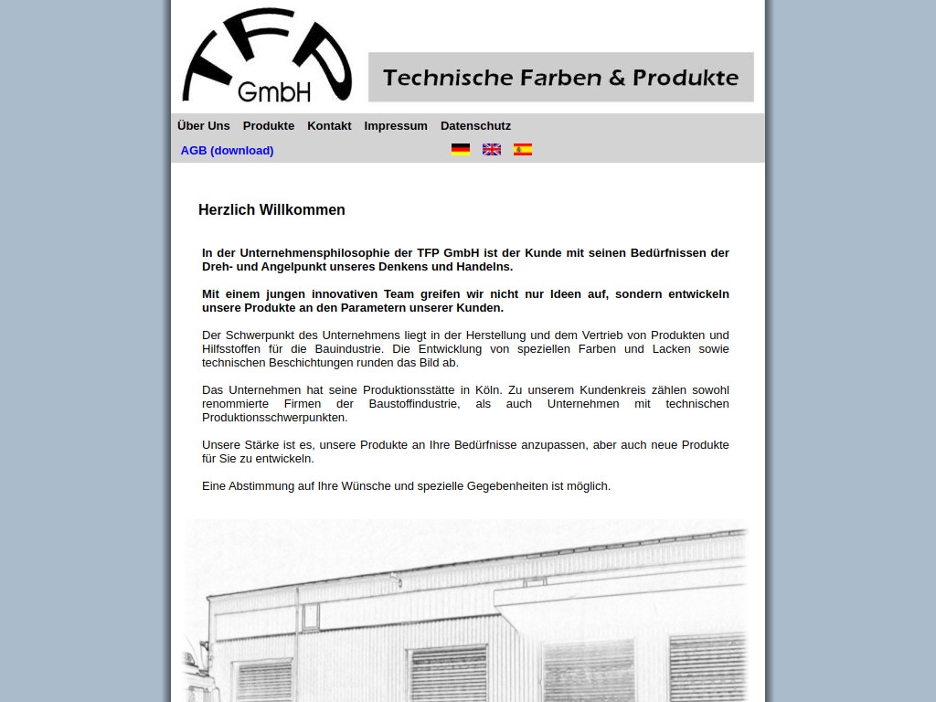 Website von TFP Technische Farben & Produkte GmbH in Rodgau