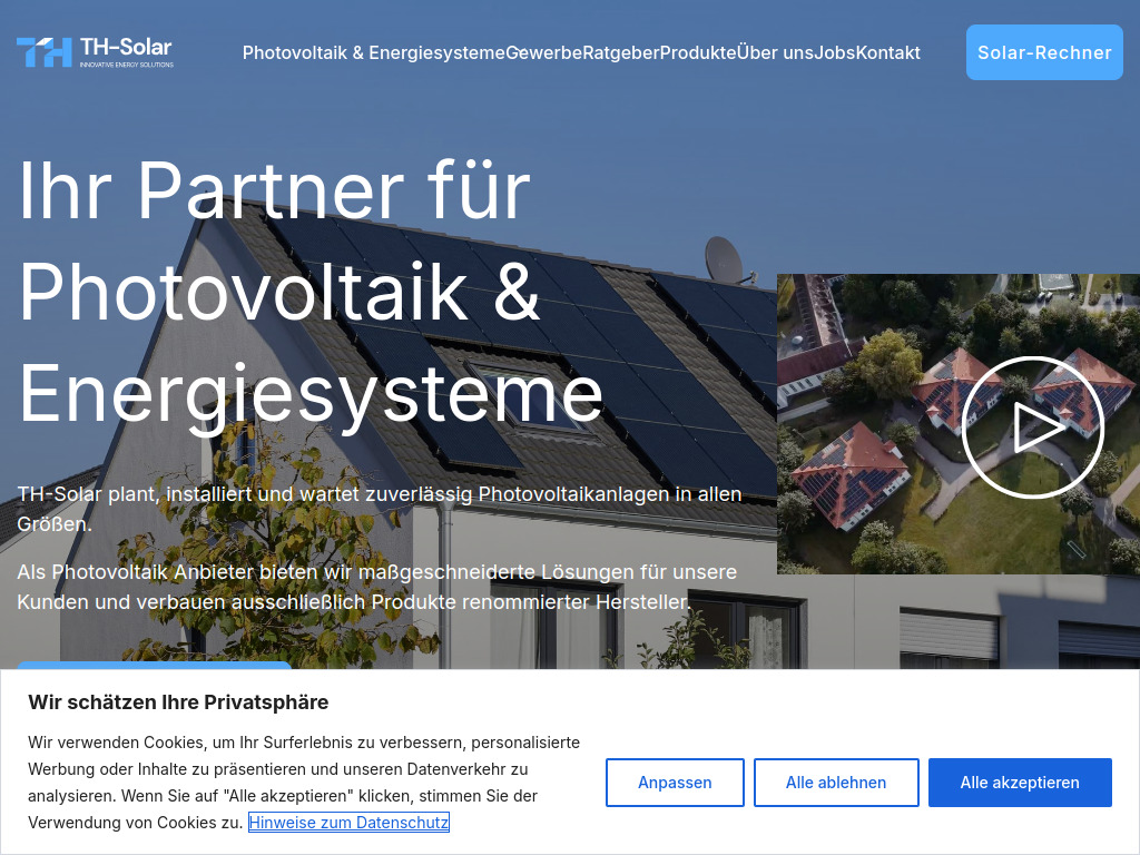 Website von TH-Solar GmbH in Ahrensburg