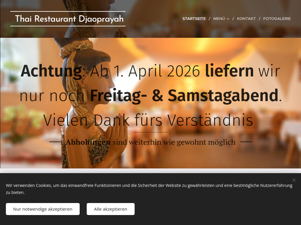 Website von Thai Restaurant Djaoprayah in Chur