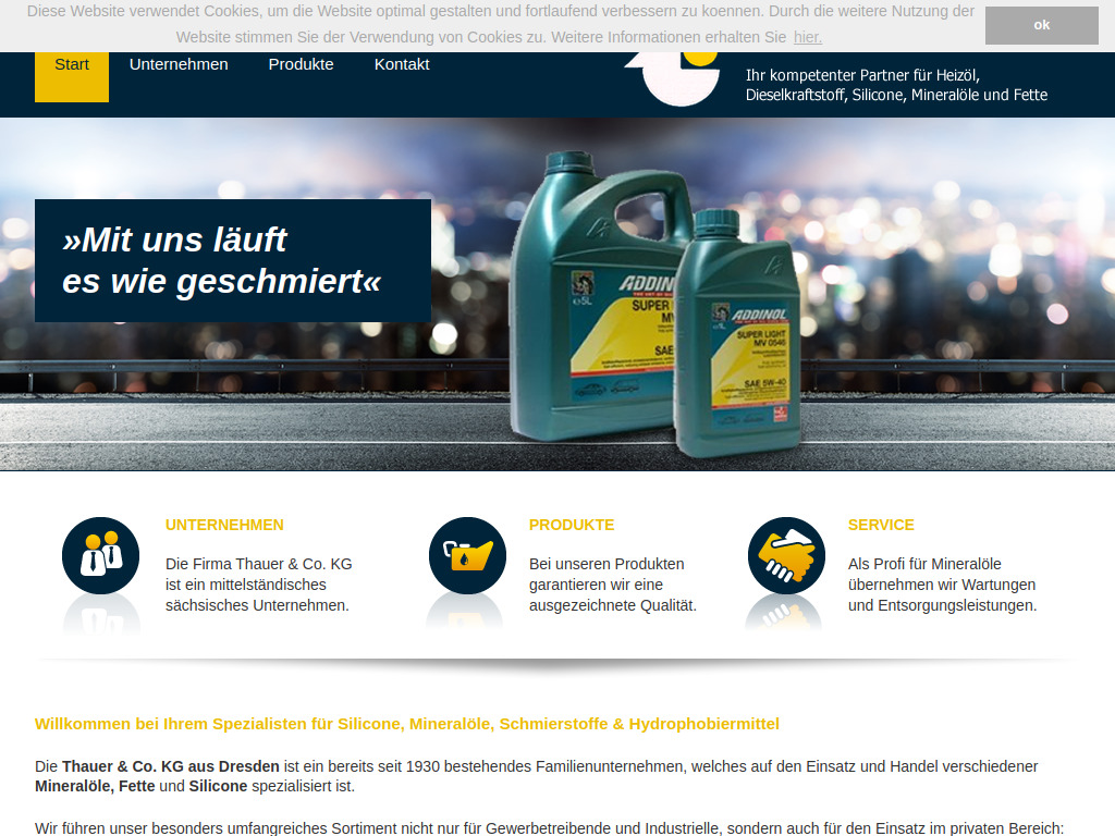 Website von Thauer & Co. KG in Dresden