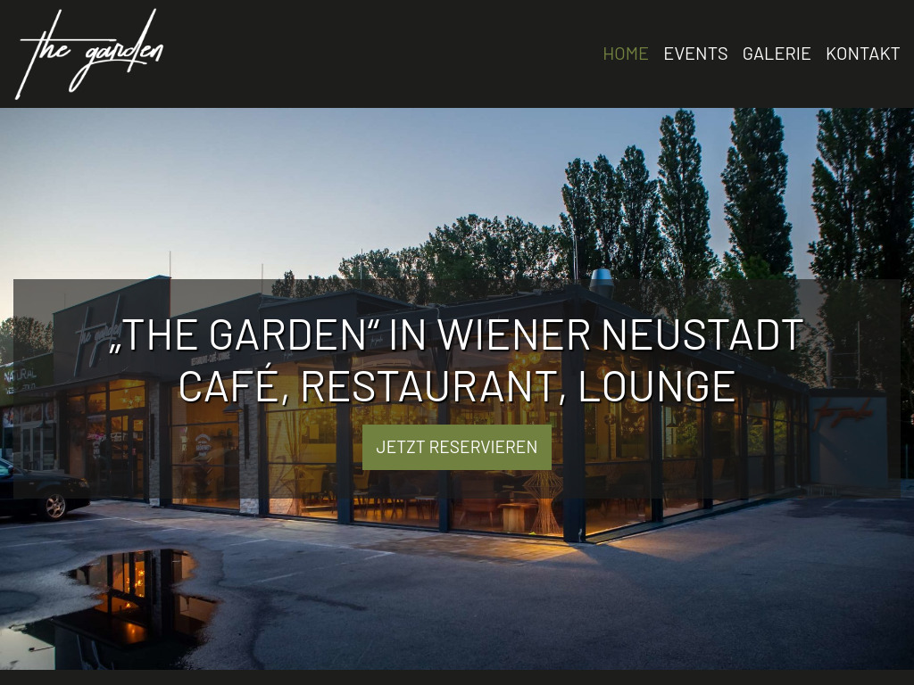 Website von The Garden Cafe & Restaurant GmbH & Co. KG in Wiener Neustadt