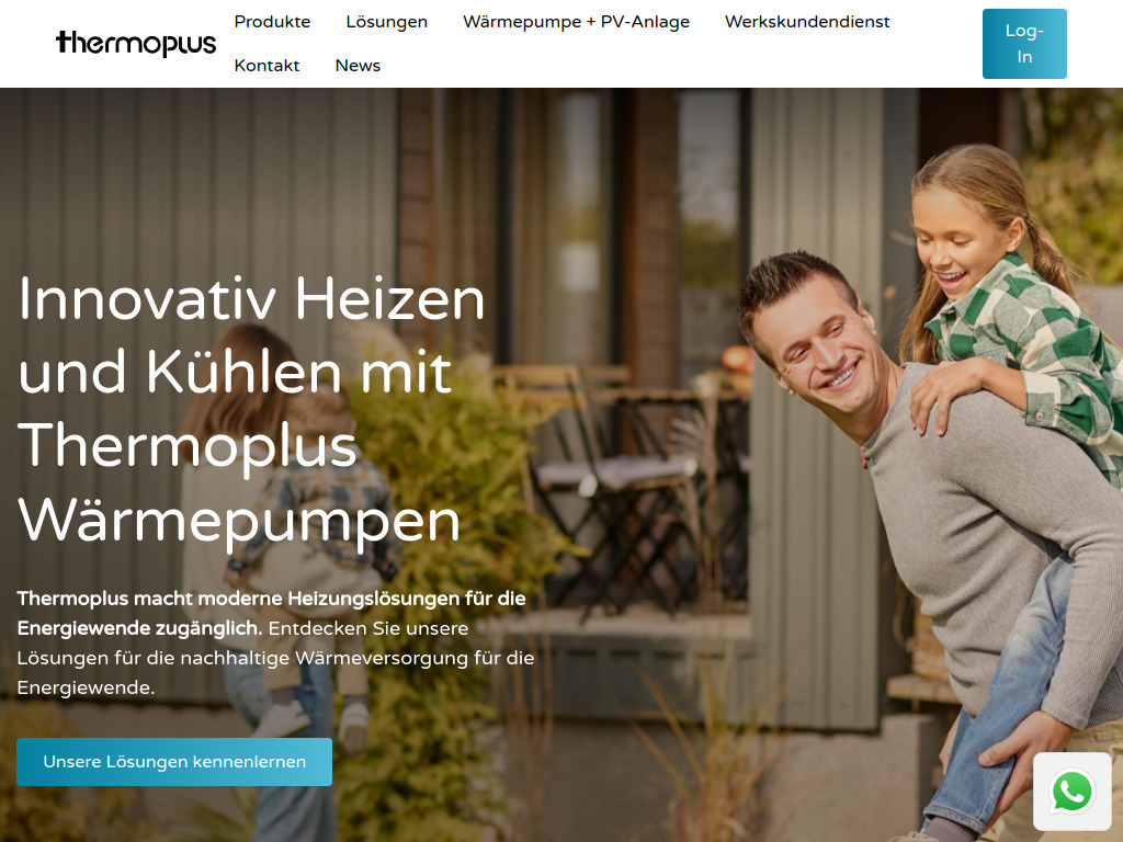 Website von Thermoplus Wärmepumpe Technology GmbH in Schönaich