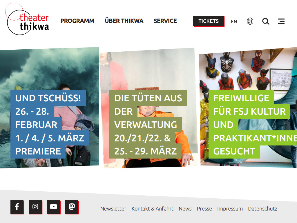 Website von Theater Thikwa e.V. in Berlin