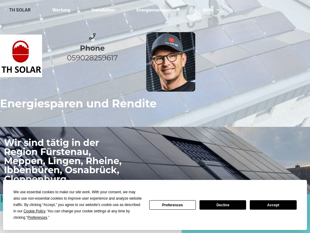Website von TH SOLAR in Freren