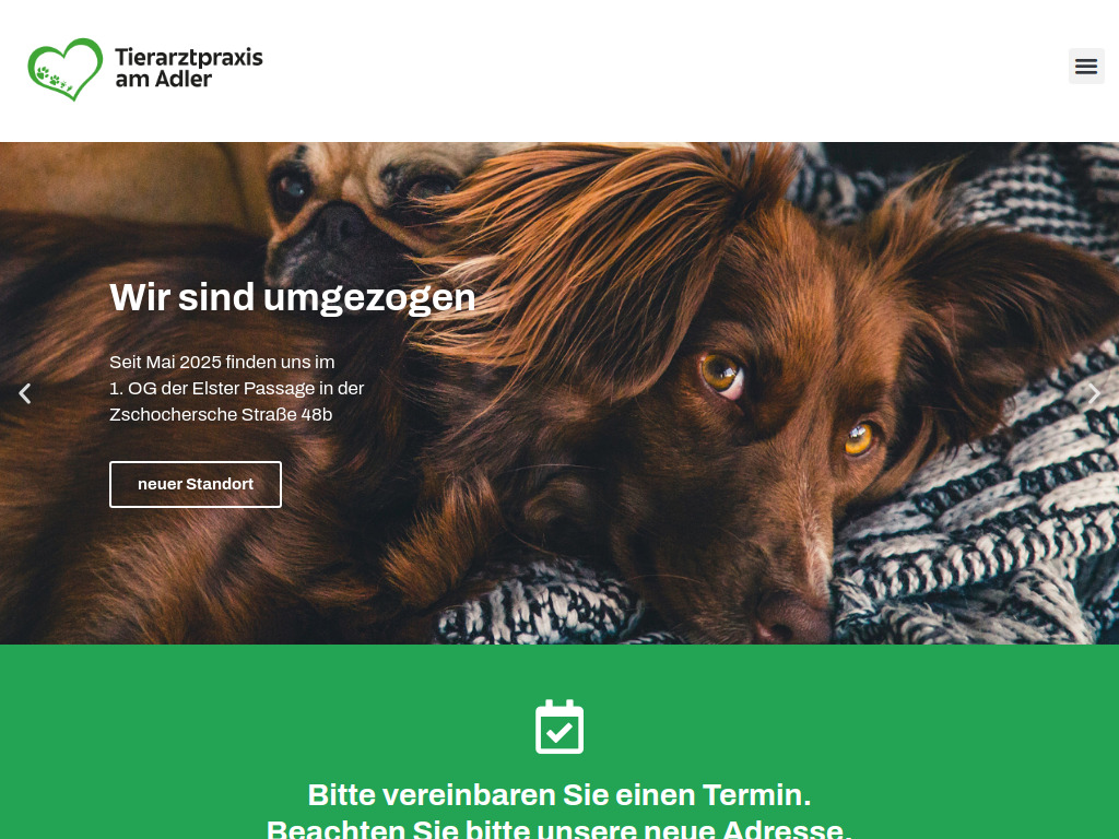 Website von Tierarztpraxis am Adler in Leipzig