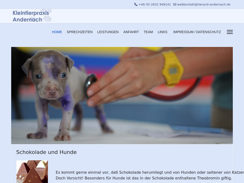 Website von Kleintierpraxis Kilzer und Stamm-Heuer in Andernach