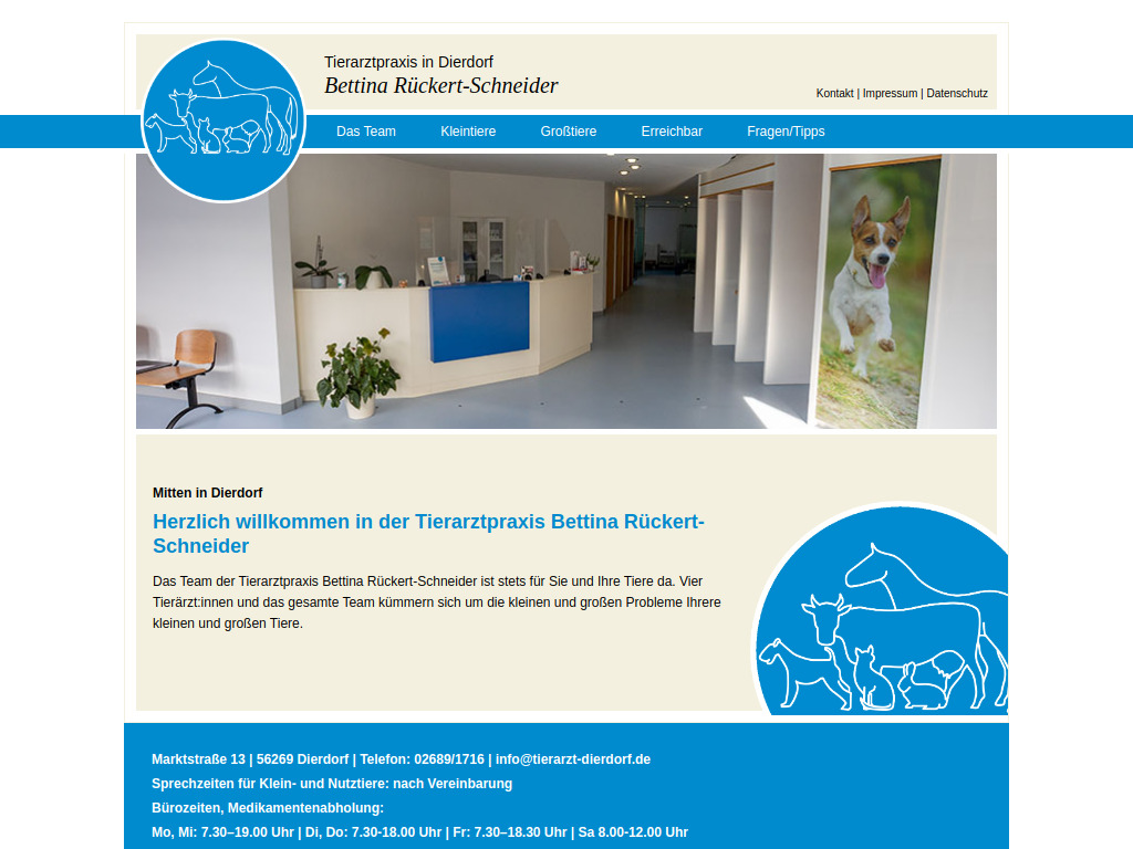 Website von Tierarztpraxis Bettina Rückert-Schneider in Dierdorf