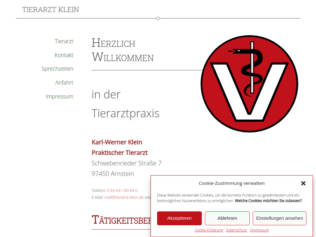 Website von Tierarzt Klein in Arnstein