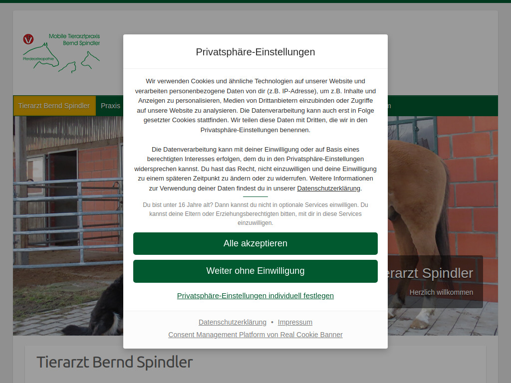 Website von Tierarzt Bernd Spindler in Mücke