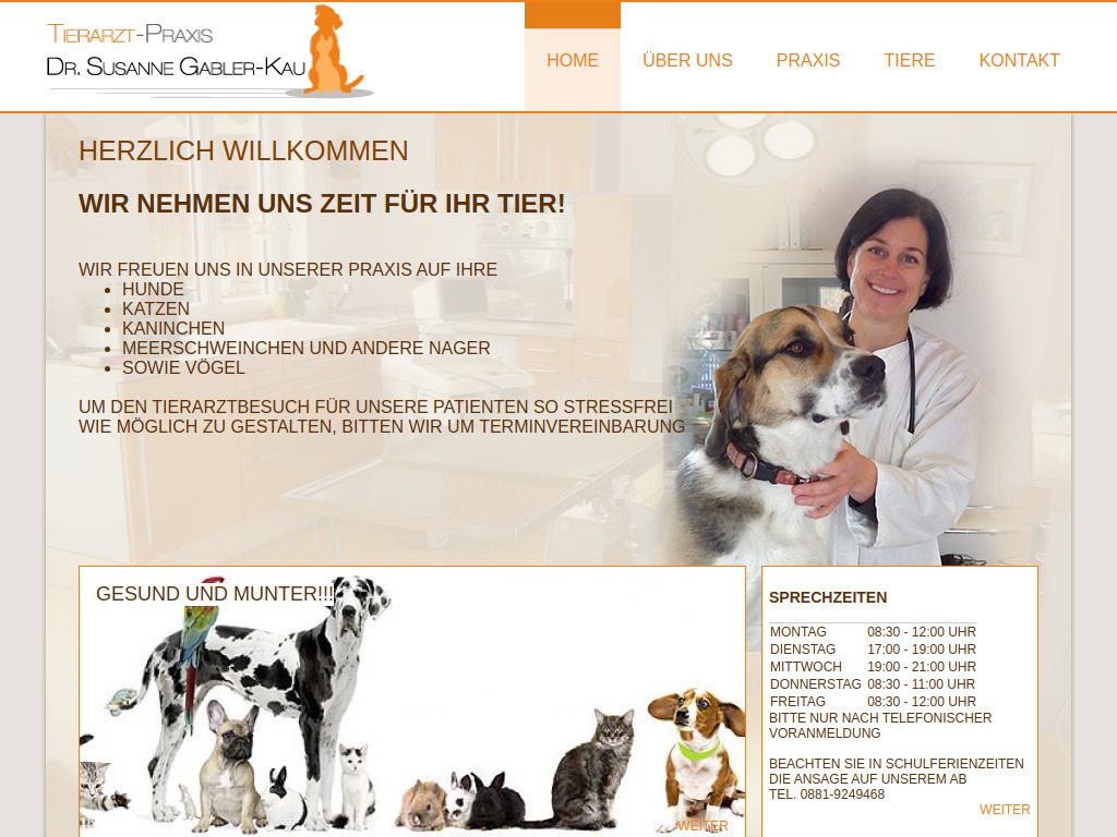 Website von Tierarztpraxis Dr. Susanne Gabler-Kau in Weilheim