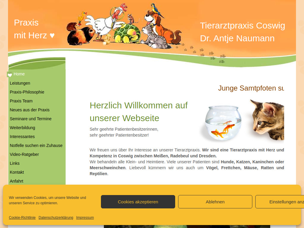 Website von Tierarztpraxis Coswig Dr. Antje Naumann in Coswig