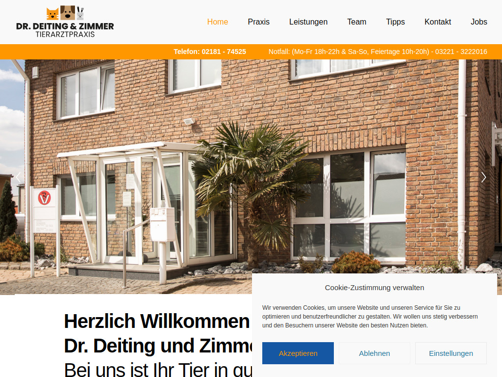 Website von Tierarztpraxis Dr. Deiting & Zimmer GbR in Grevenbroich-Wevelinghoven