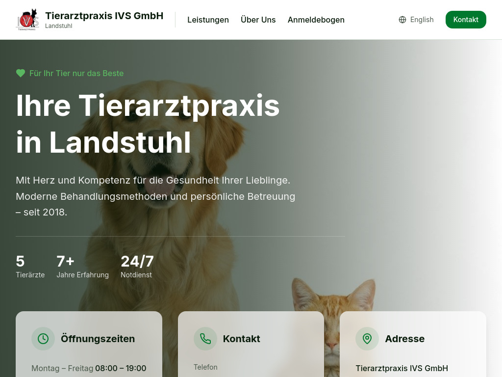 Website von Tierarztpraxis IVS GmbH in Landstuhl
