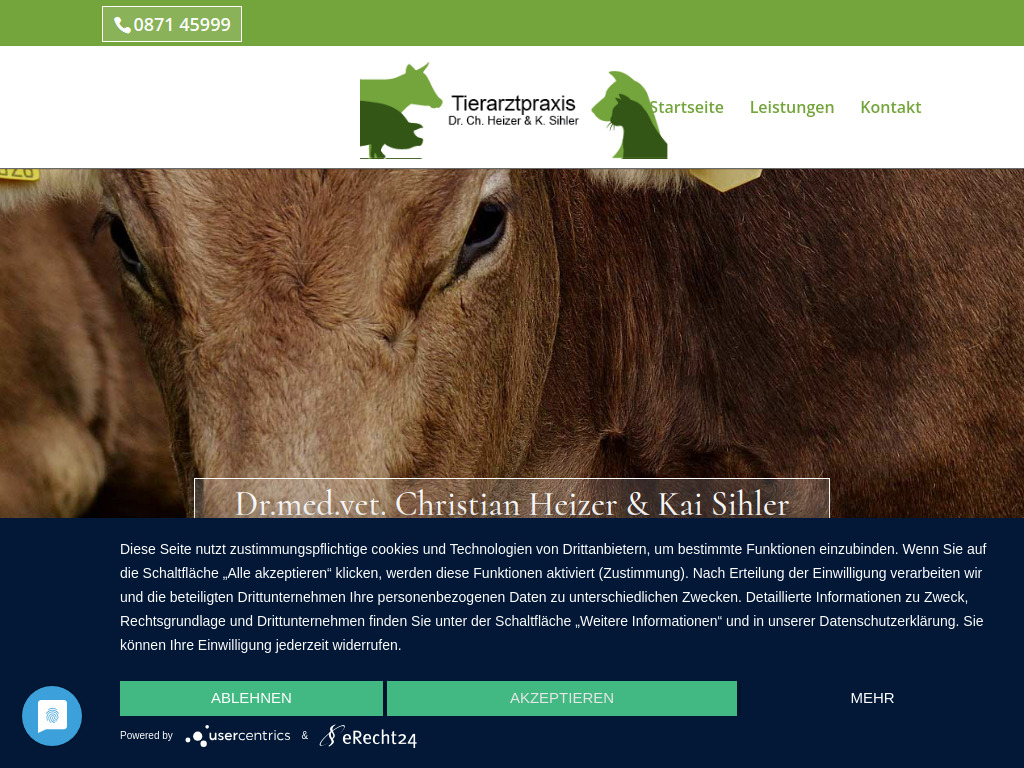 Website von Tierärztliche Gemeinschaftspraxis Dr. C. Heizer und K. Sihler in Landshut