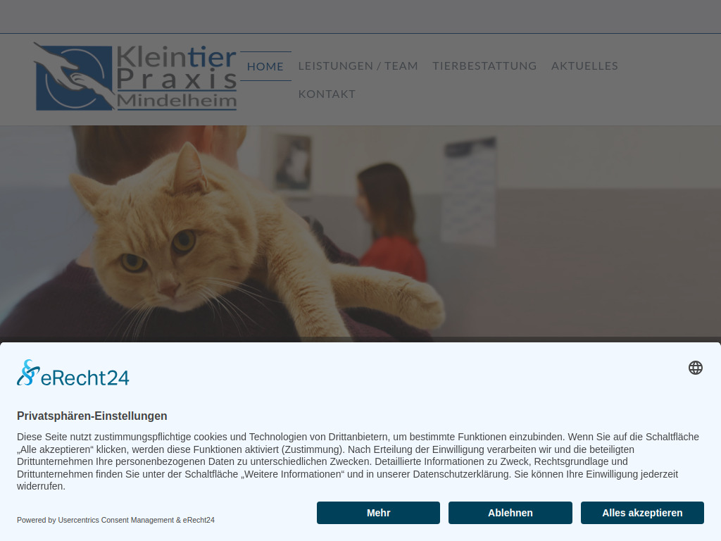 Website von Kleintierpraxis Mindelheim GmbH in Mindelheim