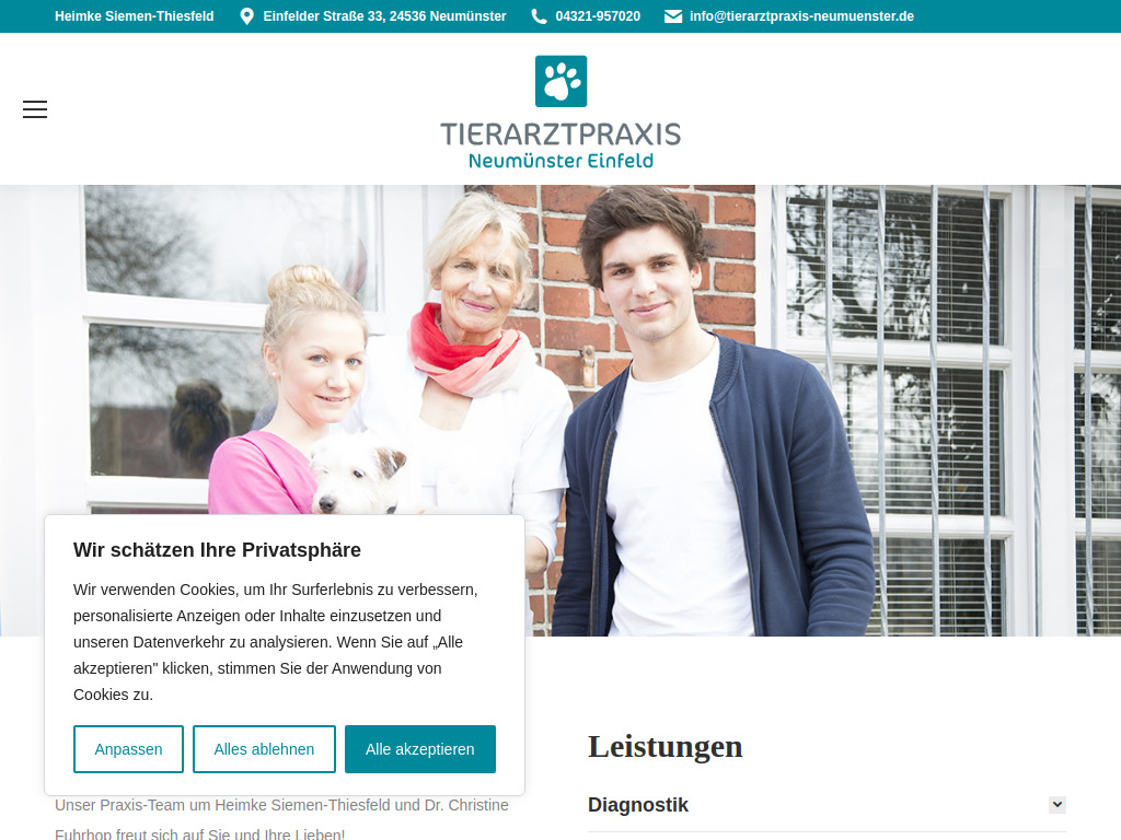 Website von Tierarztpraxis Neumünster Einfeld in Neumünster