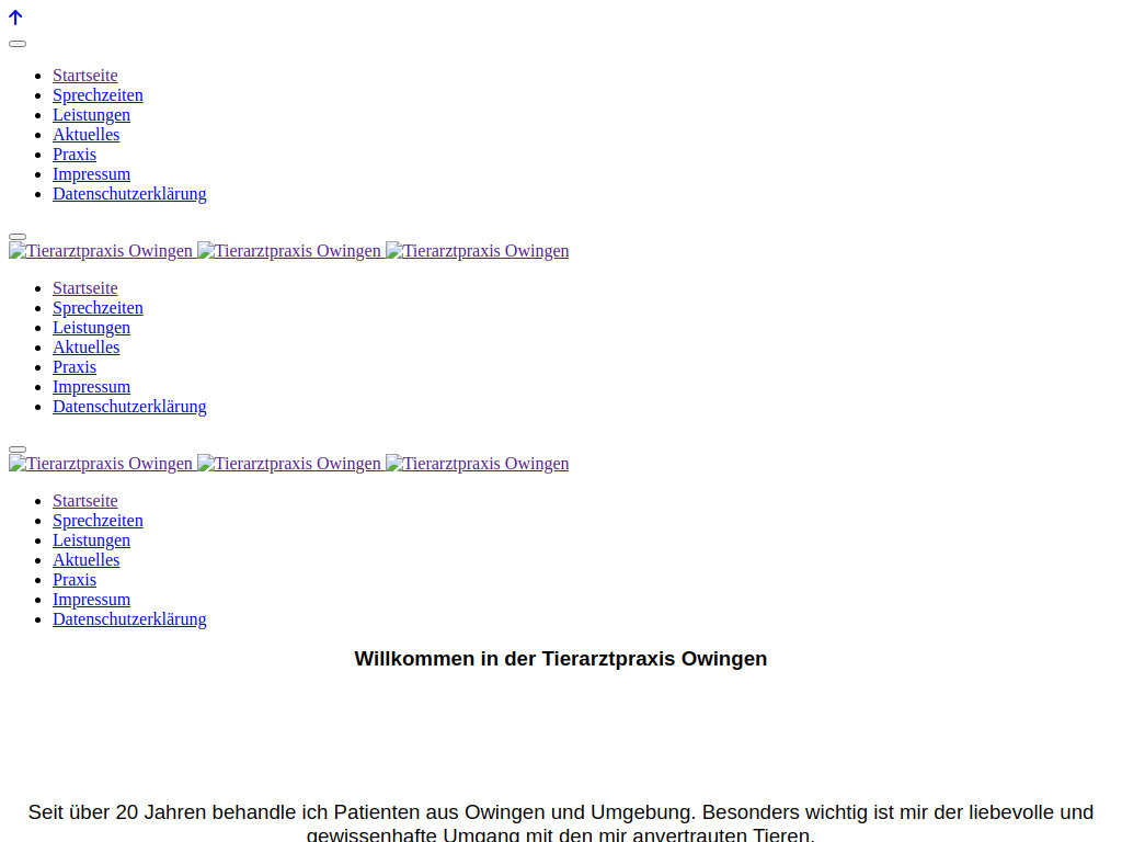 Website von Tierarztpraxis Silke Brück in Owingen