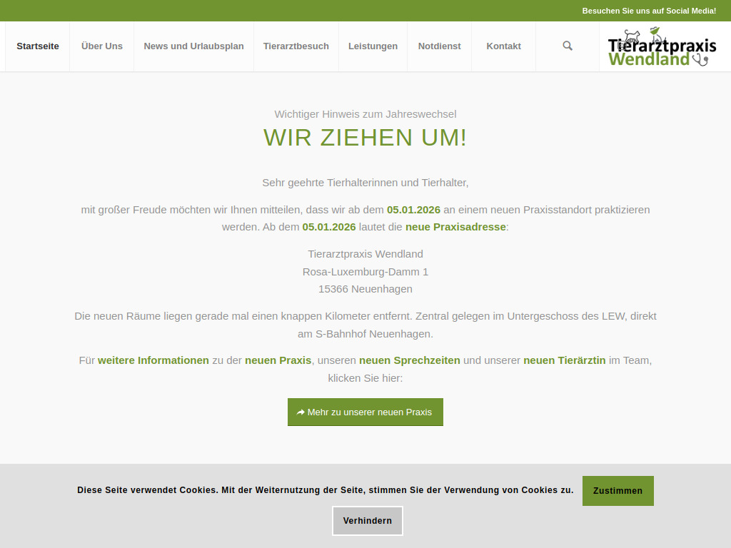 Website von Tierarztpraxis Wendland in Neuenhagen
