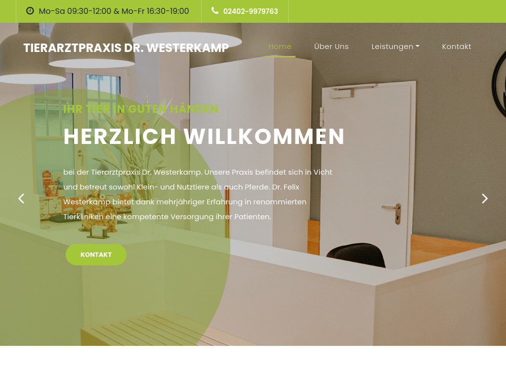 Website von Tierarztpraxis Dr. Westerkamp in Stolberg-Vicht