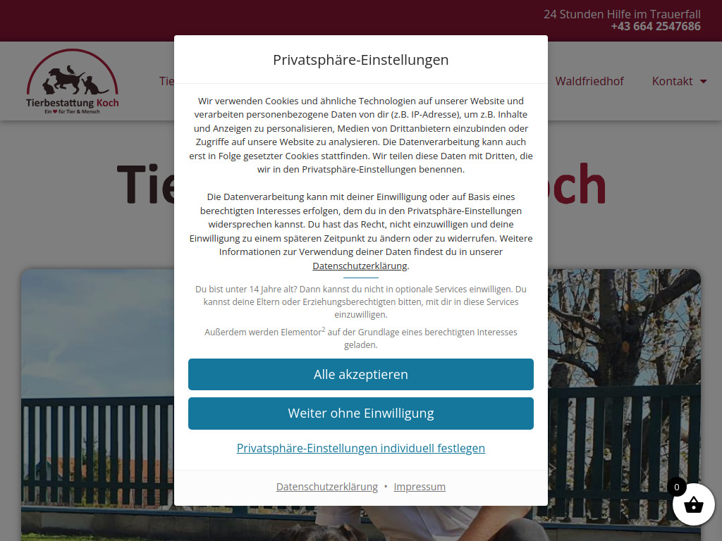 Website von Tierbestattung Koch in Eisenstadt