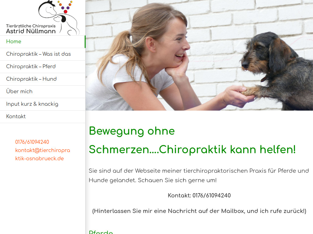 Website von Tierärztliche Chiropraxis Nüllmann in Bramsche