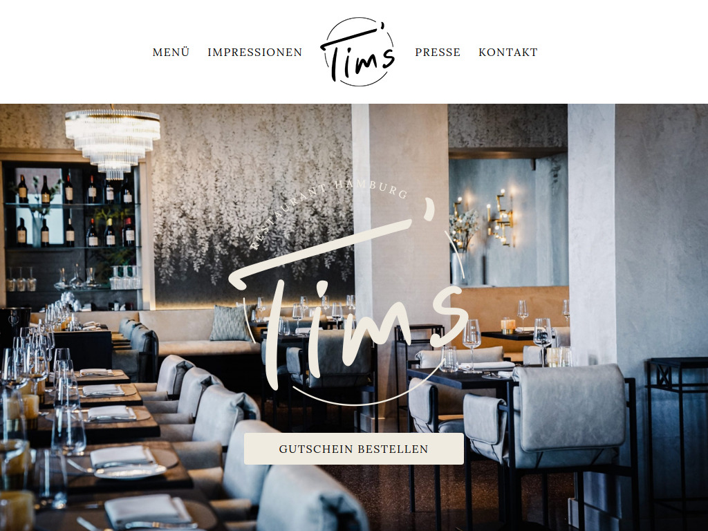 Website von Tim's Restaurant GmbH & Co. KG in Hamburg